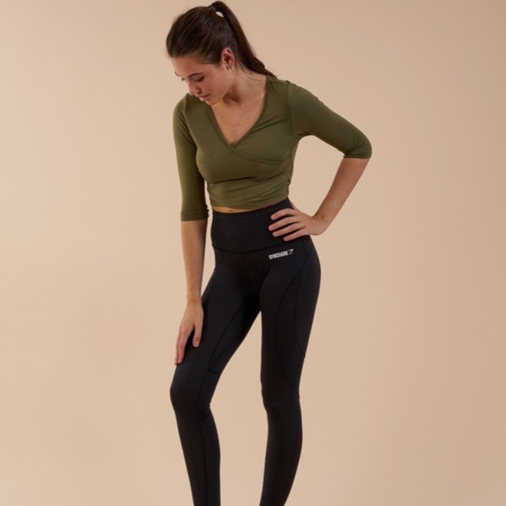 GYMSHARK Olive Green Ballet Crop Top